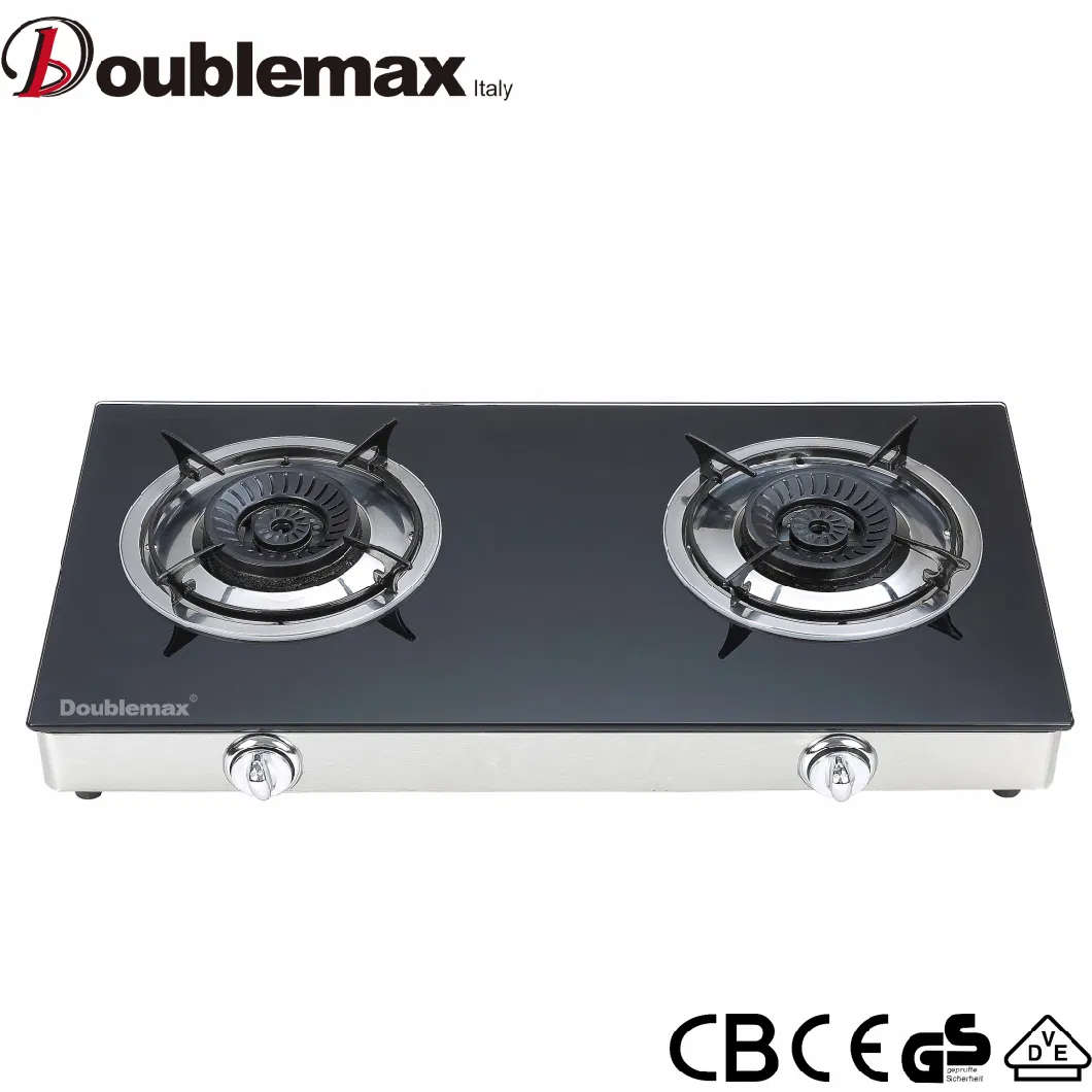 Gas Cooktop Built in Type Cast Iron Pan Support 2 Burners Stainless Steel Gas Cooker