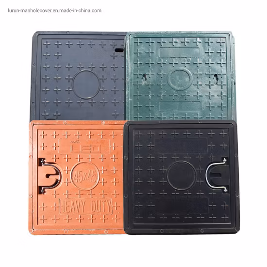 Fabbrica in Cina con CE/ISO En124 duttile D400 incernierato SMC/BMC quadrato in fibra di vetro/plastica/FRP prezzo del chiusino composito per resina